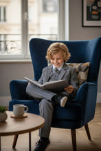 Load image into Gallery viewer, Little Tuxedos "Mason" Kids Medium Grey Suit (5-Piece Set)