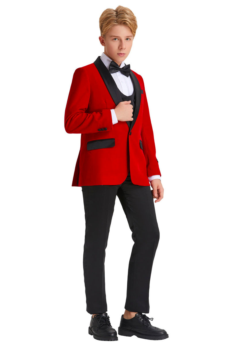 "Jayden" Tazio Kids Red Velvet Tuxedo (5Piece Set)