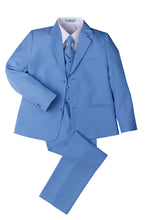 Load image into Gallery viewer, Little Tuxedos &quot;Mason&quot; Kids Cornflower Blue Suit (5-Piece Set)