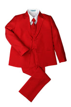Load image into Gallery viewer, Little Tuxedos &quot;Mason&quot; Kids Red Suit (5-Piece Set)