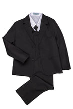Load image into Gallery viewer, Little Tuxedos "Mason" Kids Black Suit (5-Piece Set)
