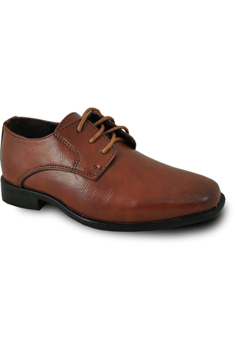 boys brown dress shoes bravo! Boy Shoe King-1 Lace-up Oxford Plain Toe Leather Sock for School Uniform Formal Event Size 12 Little Kid Little Kid Size 1to