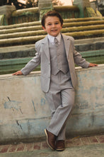 Load image into Gallery viewer, Little Tuxedos "Mason" Kids Light Grey Suit (5-Piece Set)