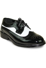 Load image into Gallery viewer, Vangelo "Chaz" Kids Black & White Tuxedo Shoes