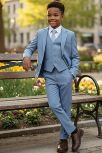 BLACKTIE Liam Kids Denim Blue Suit (5-Piece Set) 2 Boys