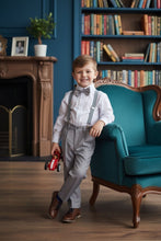 Load image into Gallery viewer, Little Tuxedos &quot;Wyatt&quot; Kids Heather Grey 4-Piece Barn Wedding Set