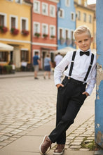 Load image into Gallery viewer, Little Tuxedos &quot;Wyatt&quot; Kids Black 4-Piece Barn Wedding Set