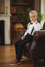 Load image into Gallery viewer, Little Tuxedos &quot;Wyatt&quot; Kids Black 4-Piece Barn Wedding Set