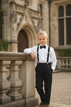 Load image into Gallery viewer, Little Tuxedos &quot;Wyatt&quot; Kids Black 4-Piece Barn Wedding Set