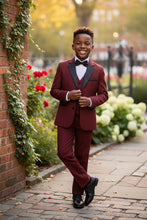 Load image into Gallery viewer, Little Tuxedos &quot;Prodigy&quot; Kids Burgundy Tuxedo (5-Piece Set)