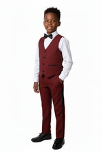 Load image into Gallery viewer, Little Tuxedos &quot;Prodigy&quot; Kids Burgundy Tuxedo (5-Piece Set)