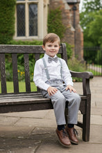 Load image into Gallery viewer, Little Tuxedos &quot;Wyatt&quot; Kids Heather Grey 4-Piece Barn Wedding Set