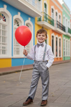 Load image into Gallery viewer, Little Tuxedos &quot;Wyatt&quot; Kids Heather Grey 4-Piece Barn Wedding Set