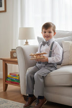 Load image into Gallery viewer, Little Tuxedos &quot;Wyatt&quot; Kids Heather Grey 4-Piece Barn Wedding Set