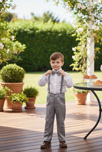 Load image into Gallery viewer, Little Tuxedos &quot;Wyatt&quot; Kids Heather Grey 4-Piece Barn Wedding Set