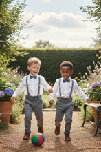 Load image into Gallery viewer, Little Tuxedos &quot;Wyatt&quot; Kids Heather Grey 4-Piece Barn Wedding Set
