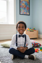 Load image into Gallery viewer, Little Tuxedos &quot;Wyatt&quot; Kids Navy 4-Piece Barn Wedding Set
