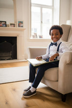 Load image into Gallery viewer, Little Tuxedos &quot;Wyatt&quot; Kids Navy 4-Piece Barn Wedding Set