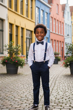 Load image into Gallery viewer, Little Tuxedos &quot;Wyatt&quot; Kids Navy 4-Piece Barn Wedding Set