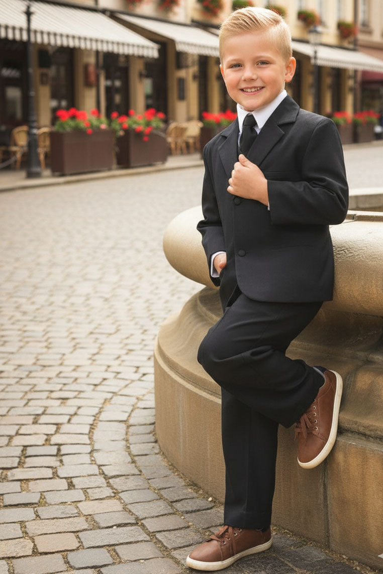 Little Tuxedos Mason Kids Black Suit (5-Piece Set) 1 Boys