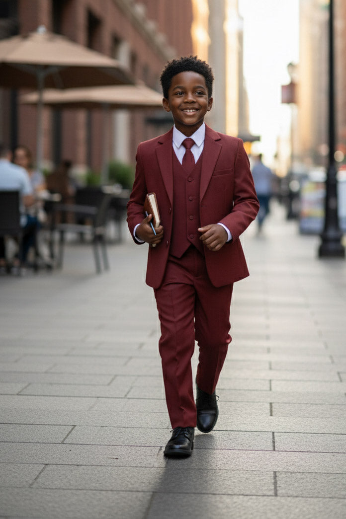 Little Tuxedos Mason Kids Burgundy Suit (5-Piece Set) 18 Boys (Husky) Little Tuxedos Mason Kids Burgundy Suit (5-Piece Set) 18 Boys (Husky)