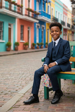 Load image into Gallery viewer, Little Tuxedos &quot;Mason&quot; Kids Navy Suit (5-Piece Set)
