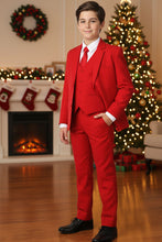 Load image into Gallery viewer, Little Tuxedos &quot;Mason&quot; Kids Red Suit (5-Piece Set)