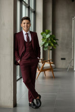 Load image into Gallery viewer, Perry Ellis &quot;Noah&quot; Perry Ellis Kids Burgundy Suit (5-Piece Set)