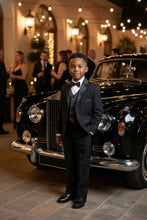 Load image into Gallery viewer, Little Tuxedos &quot;Princeton&quot; Kids Black Tuxedo (5-Piece Set)