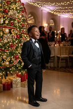 Load image into Gallery viewer, Little Tuxedos &quot;Princeton&quot; Kids Black Tuxedo (5-Piece Set)