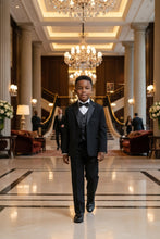 Load image into Gallery viewer, Little Tuxedos &quot;Princeton&quot; Kids Black Tuxedo (5-Piece Set)