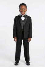 Load image into Gallery viewer, Little Tuxedos &quot;Princeton&quot; Kids Black Tuxedo (5-Piece Set)