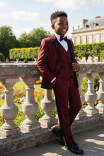 Load image into Gallery viewer, Little Tuxedos &quot;Prodigy&quot; Kids Burgundy Tuxedo (5-Piece Set)