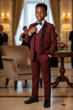Load image into Gallery viewer, Little Tuxedos &quot;Prodigy&quot; Kids Burgundy Tuxedo (5-Piece Set)