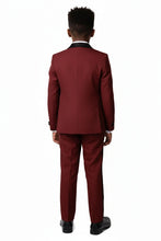 Load image into Gallery viewer, Little Tuxedos &quot;Prodigy&quot; Kids Burgundy Tuxedo (5-Piece Set)