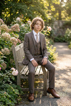 Load image into Gallery viewer, Perry Ellis "Sharkskin Swagger" Kids Cocoa Suit (5-Piece Set)