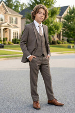 Load image into Gallery viewer, Perry Ellis "Sharkskin Swagger" Kids Cocoa Suit (5-Piece Set)