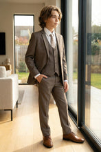 Load image into Gallery viewer, Perry Ellis "Sharkskin Swagger" Kids Cocoa Suit (5-Piece Set)