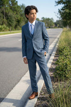 Load image into Gallery viewer, Perry Ellis "Sharkskin Swagger" Kids Mid-Navy Suit (5-Piece Set)