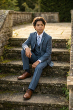 Load image into Gallery viewer, Perry Ellis "Sharkskin Swagger" Kids Mid-Navy Suit (5-Piece Set)