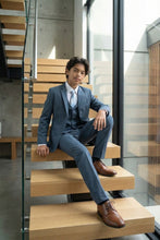 Load image into Gallery viewer, Perry Ellis "Sharkskin Swagger" Kids Mid-Navy Suit (5-Piece Set)