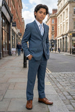 Load image into Gallery viewer, Perry Ellis "Sharkskin Swagger" Kids Mid-Navy Suit (5-Piece Set)