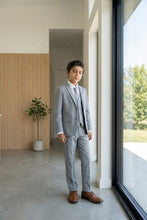 Load image into Gallery viewer, Perry Ellis "Sharkskin Swagger" Kids Shark Grey Suit (5-Piece Set)