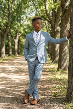 Load image into Gallery viewer, Perry Ellis "Sharkskin Swagger" Kids Smoke Blue Suit (5-Piece Set)