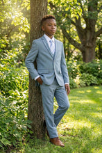 Load image into Gallery viewer, Perry Ellis "Sharkskin Swagger" Kids Smoke Blue Suit (5-Piece Set)