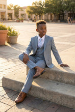 Load image into Gallery viewer, Perry Ellis "Sharkskin Swagger" Kids Smoke Blue Suit (5-Piece Set)