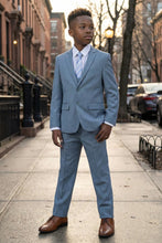 Load image into Gallery viewer, Perry Ellis "Sharkskin Swagger" Kids Smoke Blue Suit (5-Piece Set)
