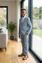 Load image into Gallery viewer, Perry Ellis "Sharkskin Swagger" Kids Smoke Blue Suit (5-Piece Set)