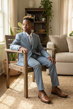 Load image into Gallery viewer, Perry Ellis "Sharkskin Swagger" Kids Smoke Blue Suit (5-Piece Set)