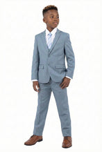 Load image into Gallery viewer, Perry Ellis "Sharkskin Swagger" Kids Smoke Blue Suit (5-Piece Set)